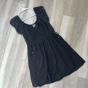 Vintage Gauze Dress cotton babydoll mini womens Black (small) casual coquette